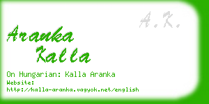 aranka kalla business card